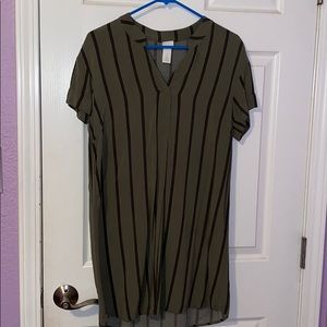 Green striped t-shirt dress